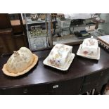 3 Victorian Staffordshire cheese dishes