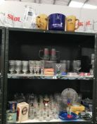 3 shelves of breweriana advertising items