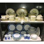 2 shelves of dinner sets including stoneware