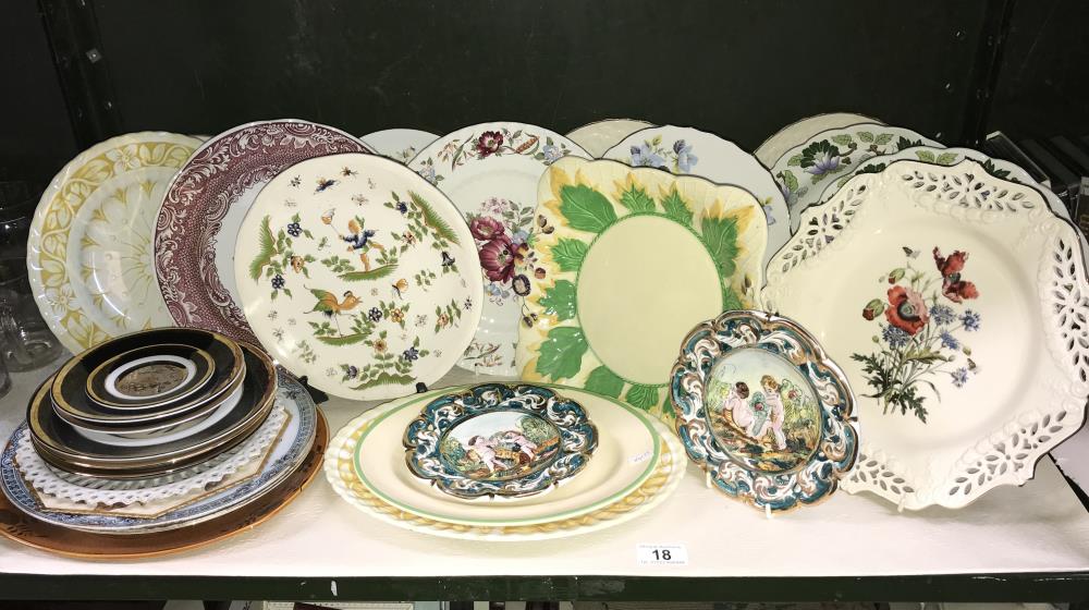 A quantity of vintage collectables wall plates including Clarice Cliff and Capo-di-monte etc.