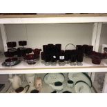 A quantity of red glass (dishes & glasses)