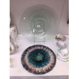 A large art glass bowl and 1 other