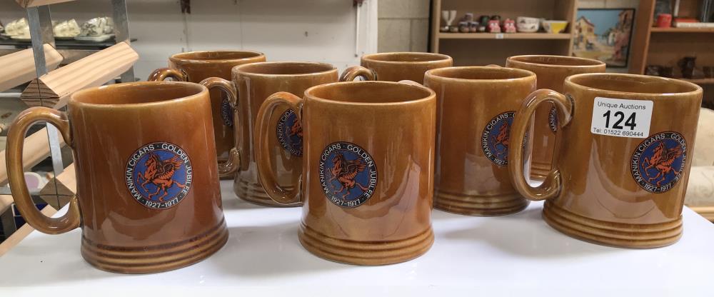 8 Manikin cigars golden jubilee 1927 - 1877 pottery tankards