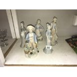 5 unmarked Lladro style figures