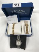 A Rotary ladies watch with matching bracelet and a Rotary gents watch