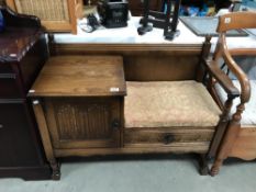 An oak telephone seat/table