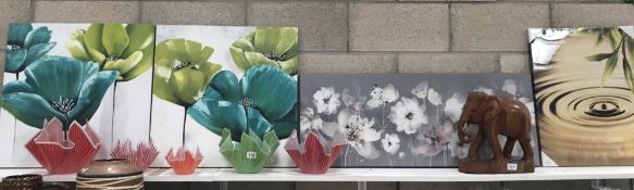 4 modern pictures of flowers on canvas