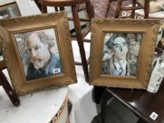 2 gilt framed portrait prints