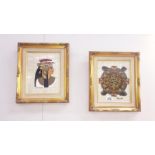 A pair of gilt framed Egyptian paintings on papyrus