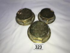 3 brass radiator caps