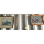 A framed and glazed winter photograph of Lincoln Cathedral from Brayford Pool and 1 other