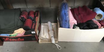 2 boxes of fabric, materials etc.