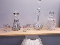 An Art Deco decanter drinks set and 2 others