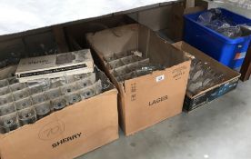 A large quantity of brewery glasses