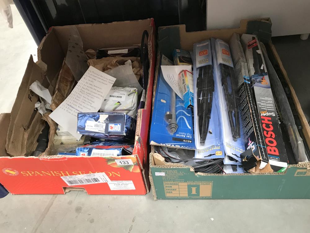 2 boxes of Car items including Ford Sierra parts