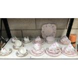 A Tuscan pink floral porcelain tea set and 1 other