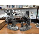 A pair of Victorian spelter Marley horses A/F