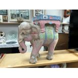 A large painted wooden elephant stool / plant stand