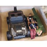 A quantity of action men figures and a jeep etc.