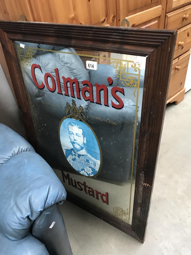 A large Colmans mustard advertising mirror