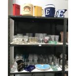 3 shelves of breweriana advertising items