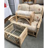 A bamboo conservatory 2 seater settee,