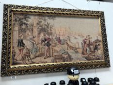 A large gilt framed tapestry of a classical scene possibly Venice