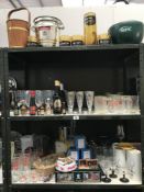 3 shelves of breweriana advertising items