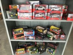 3 shelves of boxed Diecast including Welly, Onyx etc.