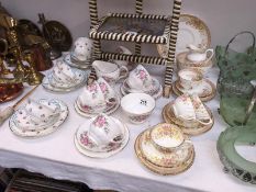 3 floral part tea sets including Queen Anne