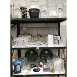 3 shelves of breweriana including advertising glassware etc.