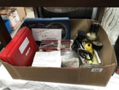 A box of engineering tools including Parallel set, Sine bar, Collets, digital scale vertical type,