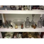 3 glass decanters, a set of 6 Japanese glasses,