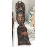 2 African tribal tourist ware wall hangings including face mask