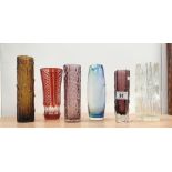 6 glass vases including Bohemian and Caithness