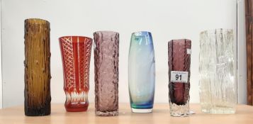 6 glass vases including Bohemian and Caithness