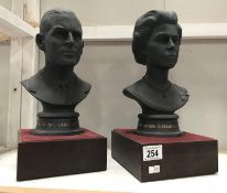 A pair of Doulton bust of Queen Elizabeth II and Prince Philip