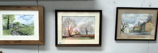 3 framed and glazed watercolours