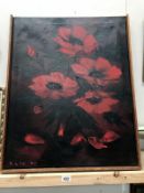 A contemporary oil on canvas of poppies signed Lyle '70