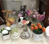 A mixed lot of glass and pot vases