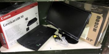A Cannon scanner and an Acer monitor