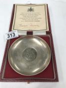 A 1977 silver jubilee dish in hall marked silver