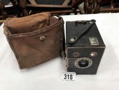 A vintage Kodak six-20 portrait brownie camera