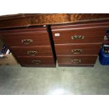 A pair of 3 drawer bedside cabinets