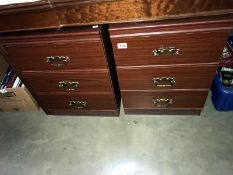 A pair of 3 drawer bedside cabinets