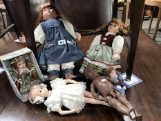 2 porcelain dolls plus others