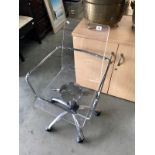 A Chrome & Perspex office chair