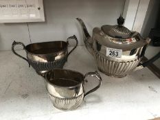 A 3 piece silver plate teaset