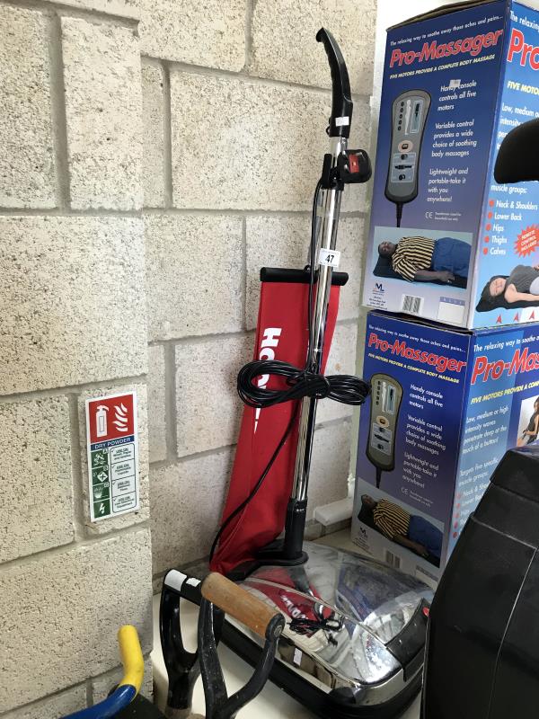 A hoover upright vacuum cleaner