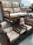 A bamboo 3 piece conservatory suite with coffee table and magazine rack